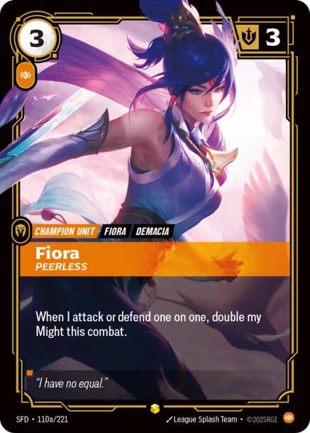 Fiora - Peerless 110a - Riftbound League of Legends SFD kart görseli