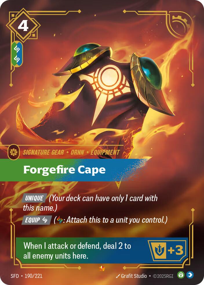 Forgefire Cape 190 - Riftbound League of Legends SFD kart görseli