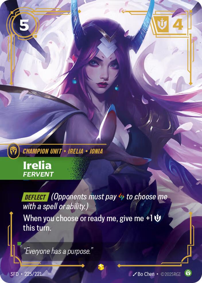 Irelia - Fervent 225 - Riftbound League of Legends SFD kart görseli