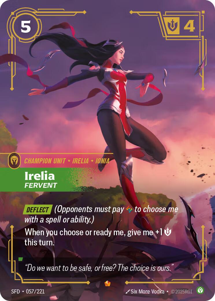 Irelia - Fervent 57 - Riftbound League of Legends SFD kart görseli