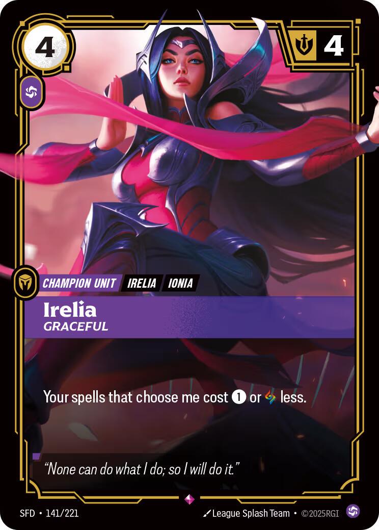 Irelia - Graceful 141 - Riftbound League of Legends SFD kart görseli