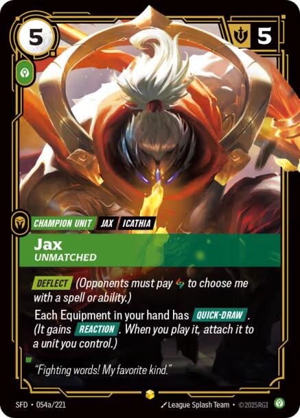 Jax - Unmatched 54a - Riftbound League of Legends SFD kart görseli