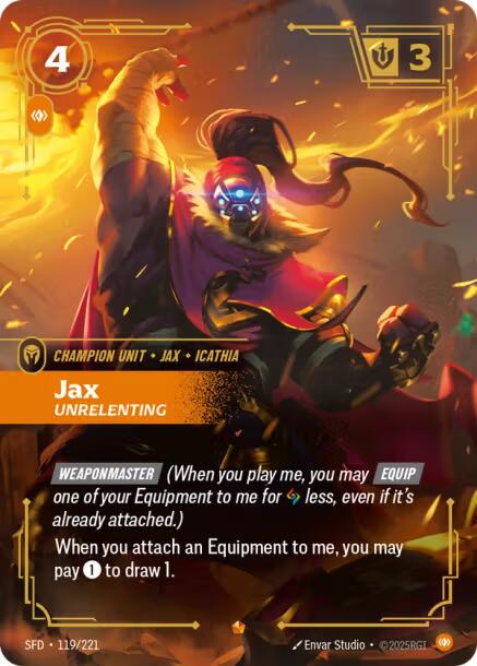 Jax - Unrelenting 119 - Riftbound League of Legends SFD kart görseli