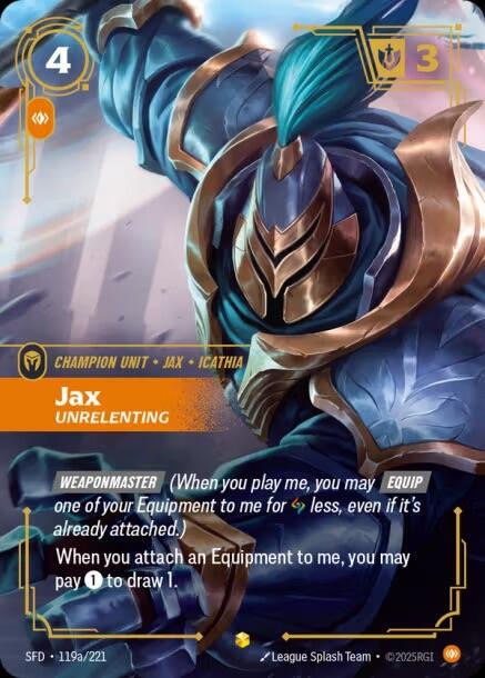 Jax - Unrelenting 119a - Riftbound League of Legends SFD kart görseli