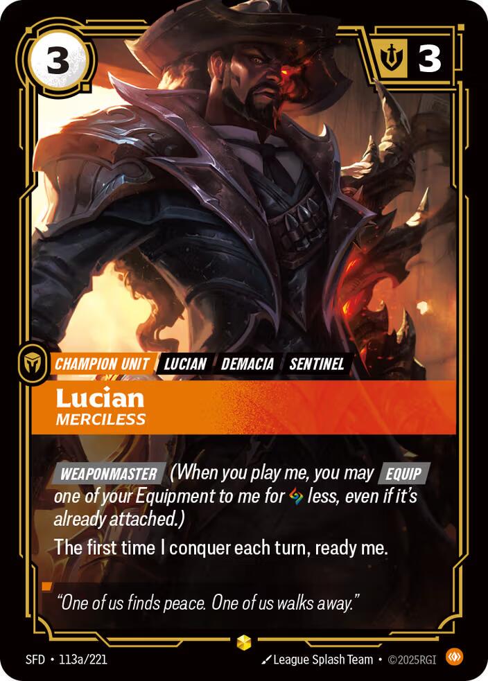 Lucian - Merciless 113a - Riftbound League of Legends SFD kart görseli