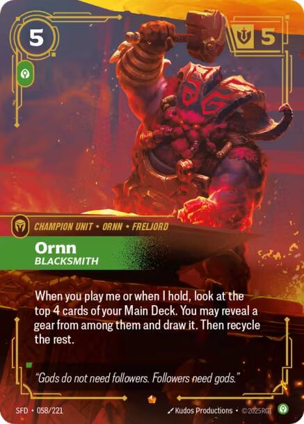 Ornn - Blacksmith 58 - Riftbound League of Legends SFD kart görseli