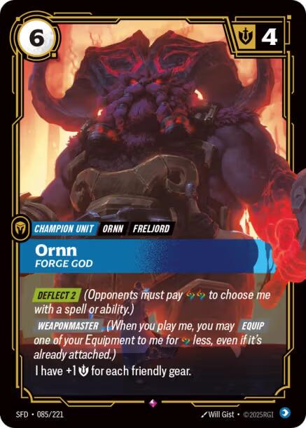 Ornn - Forge God 85 - Riftbound League of Legends SFD kart görseli