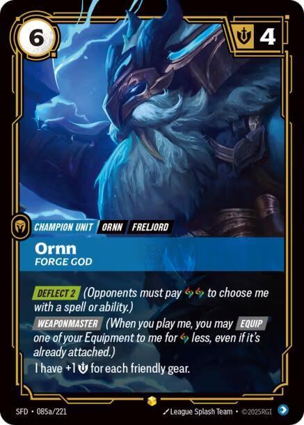 Ornn - Forge God 85a - Riftbound League of Legends SFD kart görseli