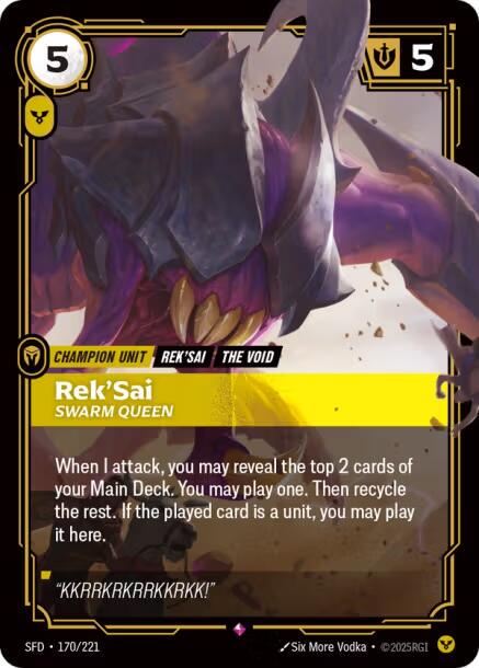 Rek'Sai - Swarm Queen 170 - Riftbound League of Legends SFD kart görseli