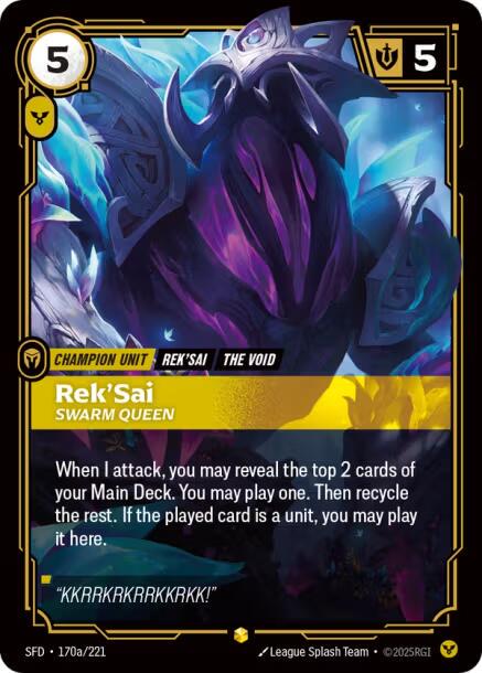 Rek'Sai - Swarm Queen 170a - Riftbound League of Legends SFD kart görseli