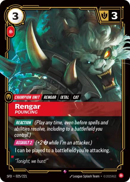 Rengar - Pouncing 25 - Riftbound League of Legends SFD kart görseli