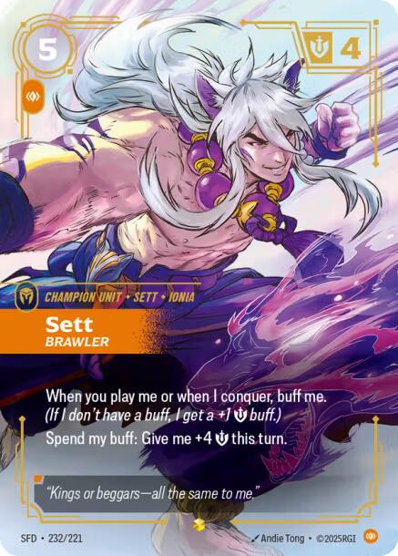 Sett - Brawler 232 - Riftbound League of Legends SFD kart görseli