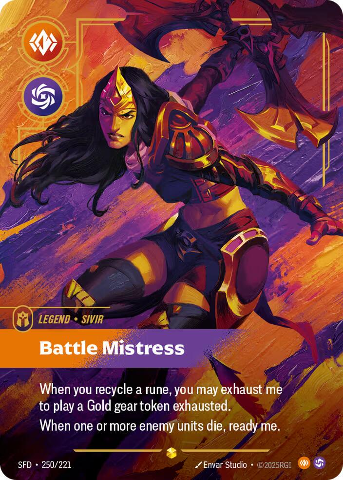 Sivir - Battle Mistress 250 - Riftbound League of Legends SFD kart görseli