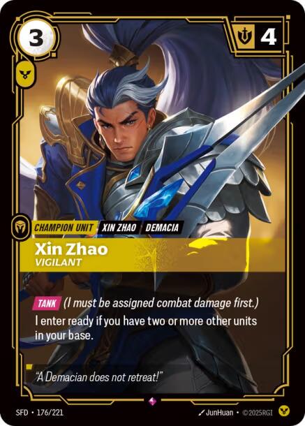Xin Zhao - Vigilant 176 - Riftbound League of Legends SFD kart görseli