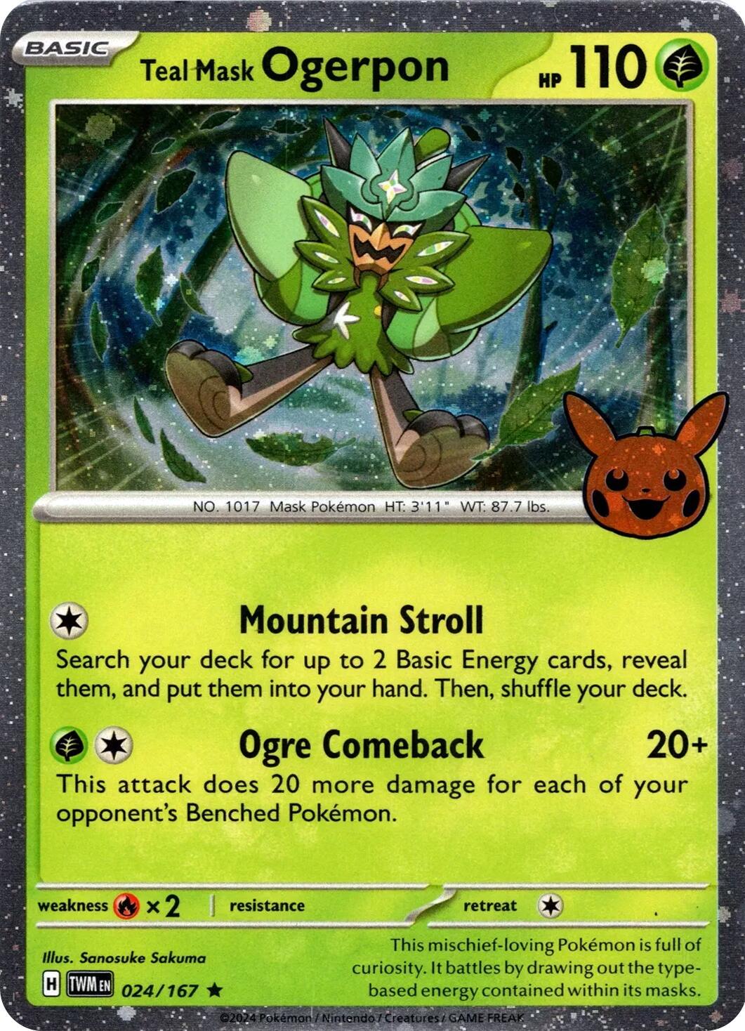 Teal Mask Ogerpon 24 - Pokemon Trick or Trade 2024 kart görseli
