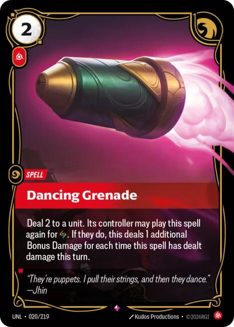 Dancing Grenade 20 - Riftbound League of Legends UNL kart görseli