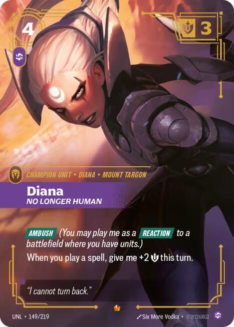 Diana - No Longer Human 149 - Riftbound League of Legends UNL kart görseli