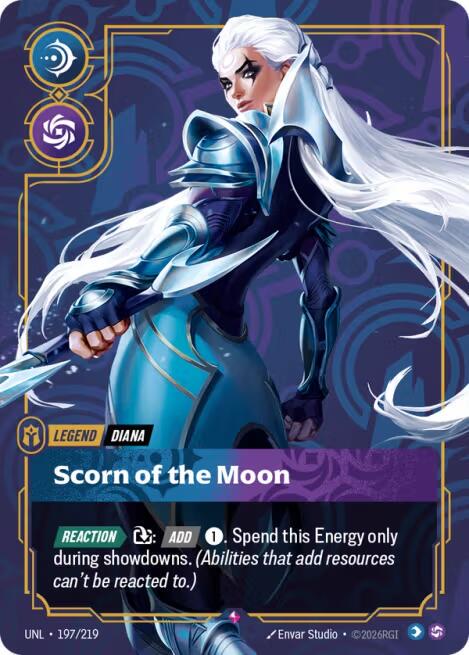 Diana - Scorn of the Moon 197 - Riftbound League of Legends UNL kart görseli