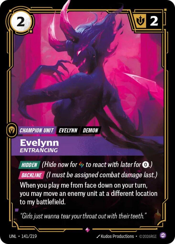 Evelynn - Entrancing 141 - Riftbound League of Legends UNL kart görseli