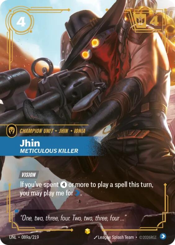 Jhin - Meticulous Killer 89a - Riftbound League of Legends UNL kart görseli