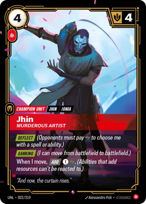 Jhin - Murderous Artist 22 - Riftbound League of Legends UNL kart görseli