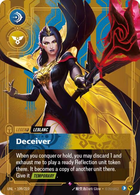 LeBlanc - Deceiver 199 - Riftbound League of Legends UNL kart görseli