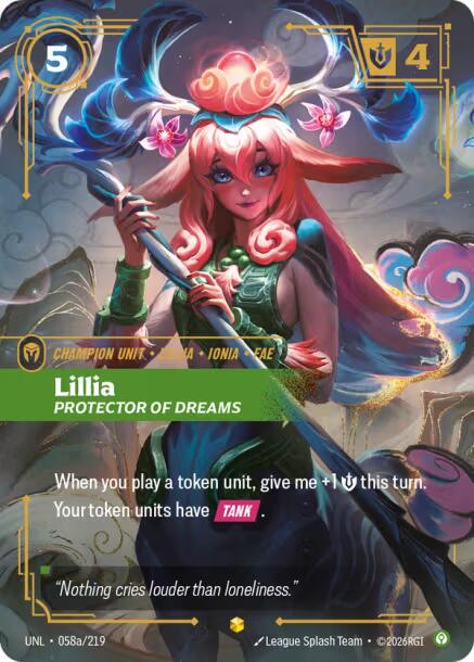 Lillia - Protector of Dreams 58a - Riftbound League of Legends UNL kart görseli