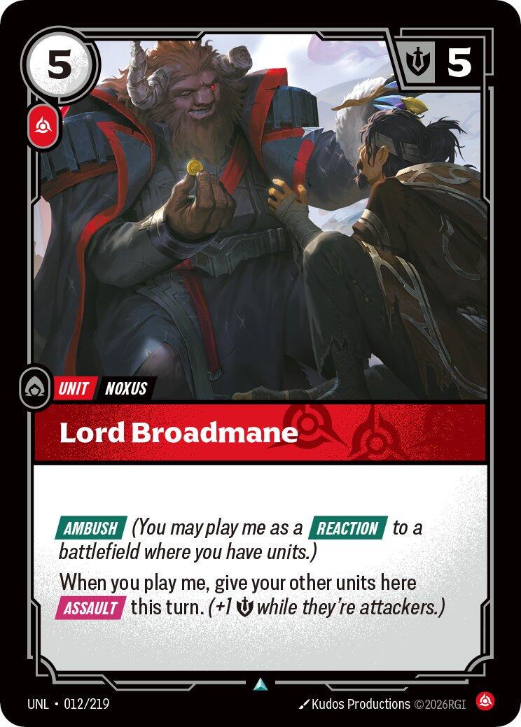 Lord Broadmane 12 - Riftbound League of Legends UNL kart görseli