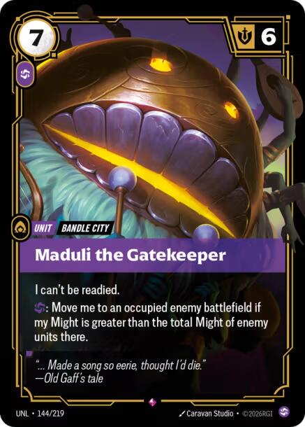 Maduli the Gatekeeper 144 - Riftbound League of Legends UNL kart görseli