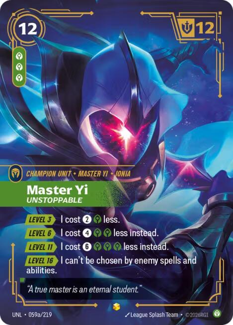 Master Yi - Unstoppable 59a - Riftbound League of Legends UNL kart görseli