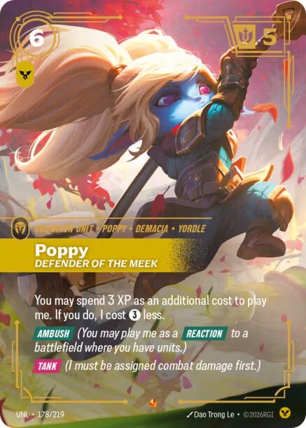 Poppy - Defender of the Meek 178 - Riftbound League of Legends UNL kart görseli