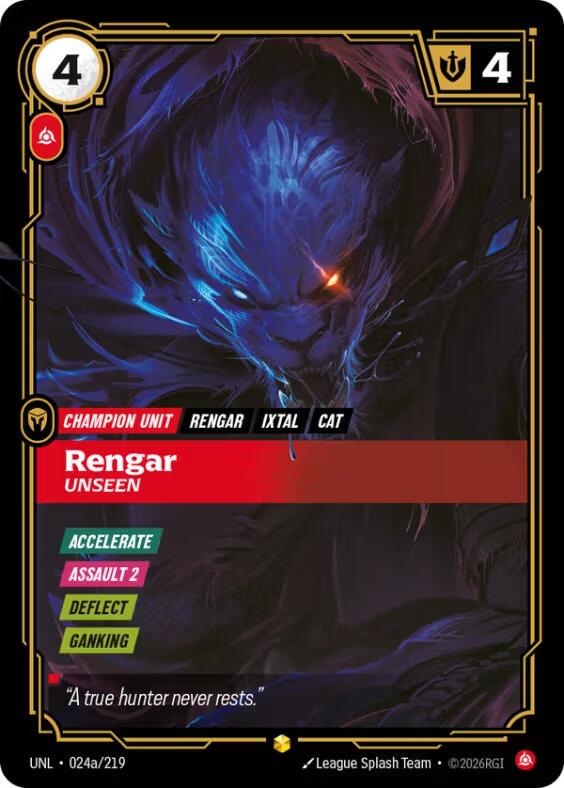 Rengar - Unseen 24a - Riftbound League of Legends UNL kart görseli