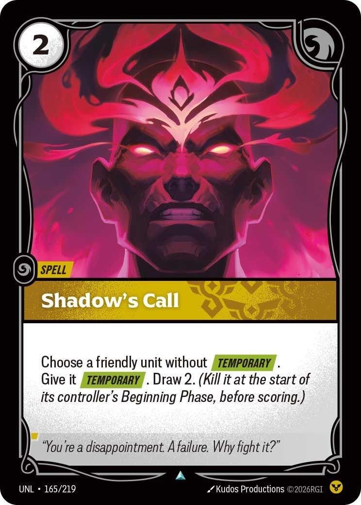 Shadow's Call 165 - Riftbound League of Legends UNL kart görseli