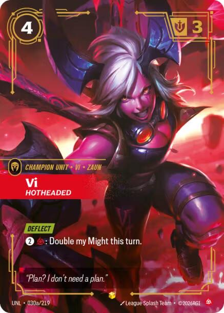 Vi - Hotheaded 30a - Riftbound League of Legends UNL kart görseli